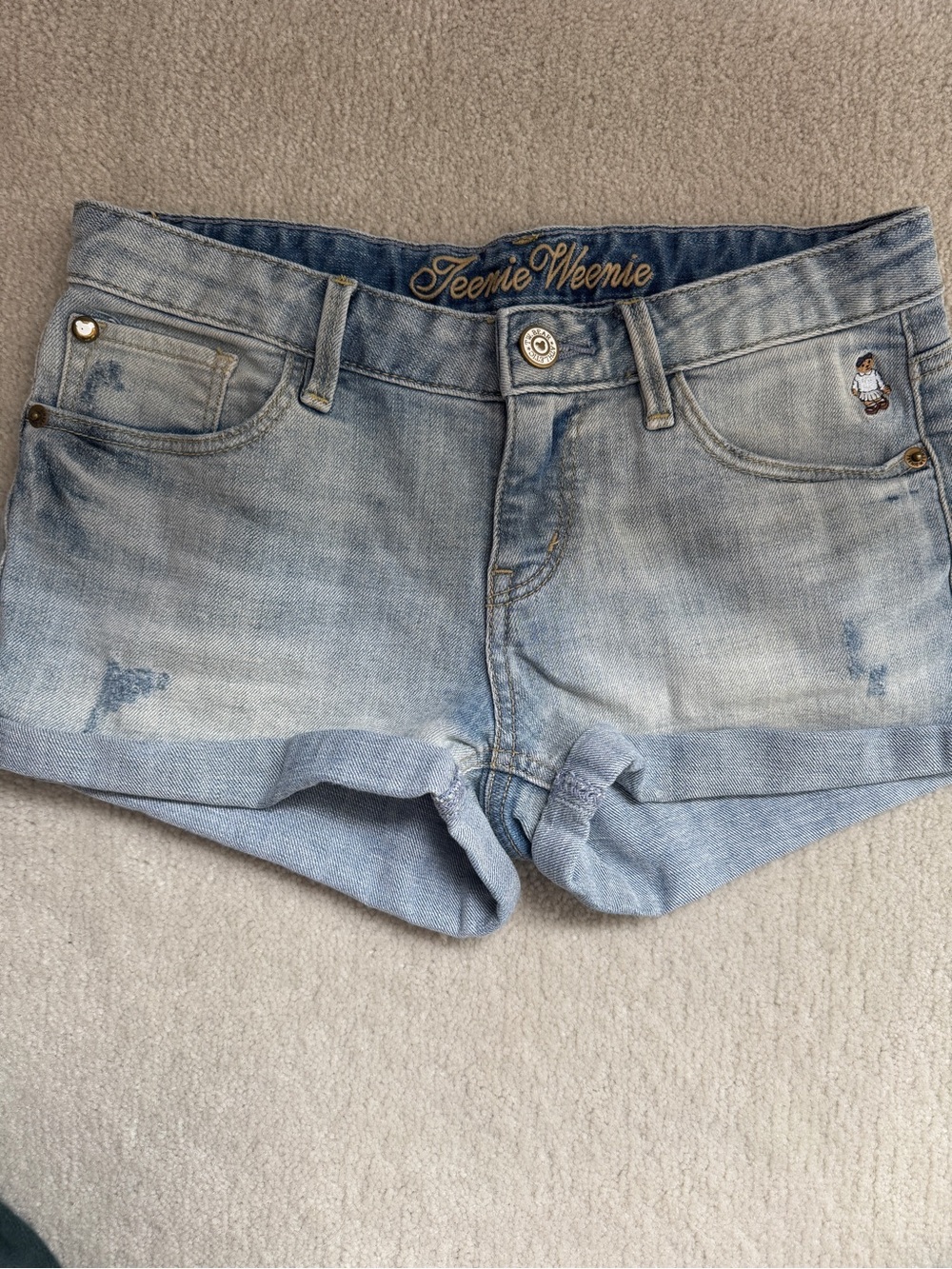 Teenie Weenie Light Wash Denim Roll-Hem Shorts